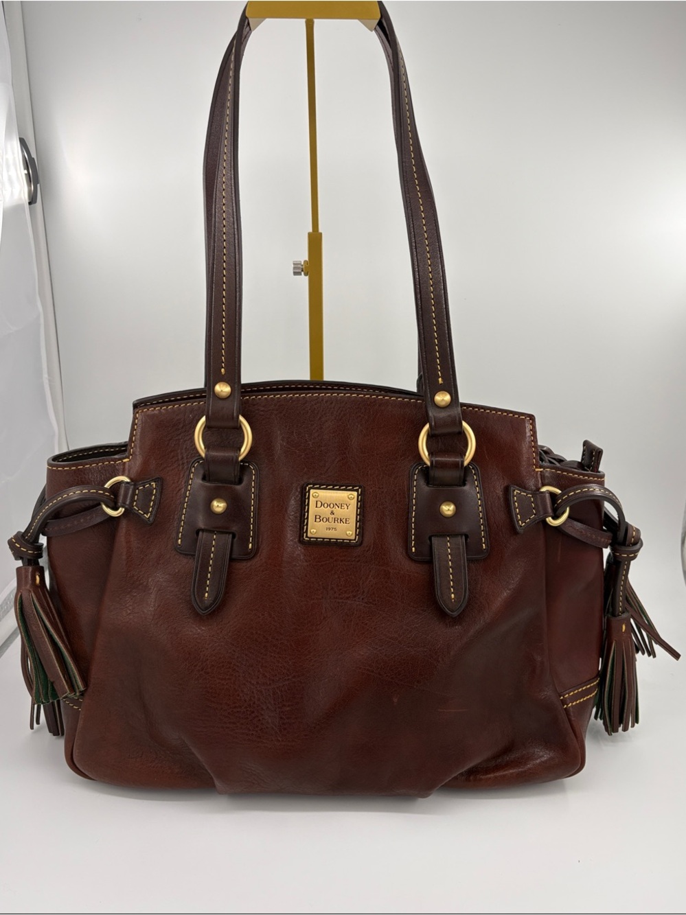 Dooney & Bourke Brown Florentine Leather Double-Handle Shoulder Bag